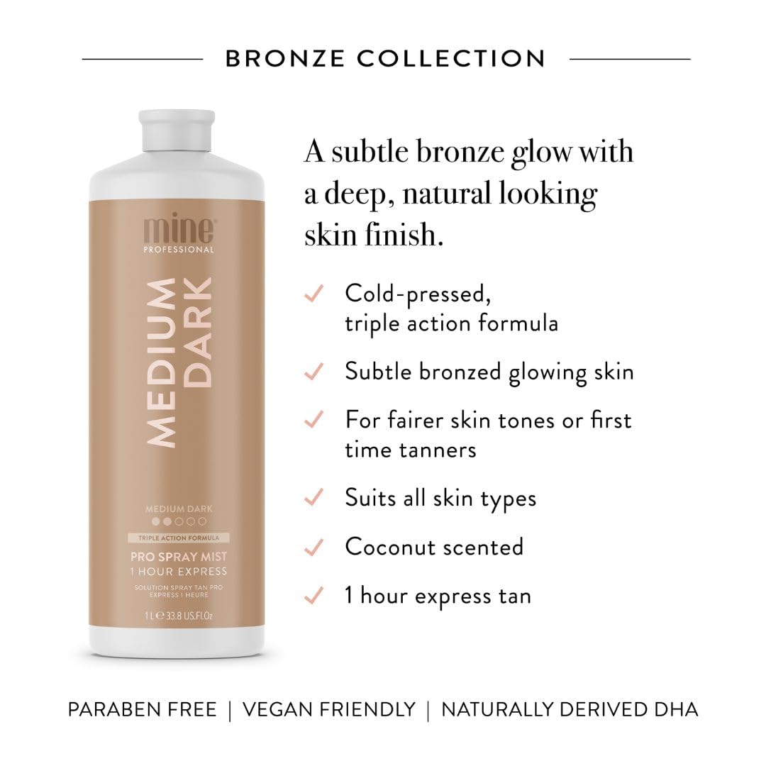 MineTan Spray Tan Solution | Medium Dark 33.8 Fl Oz