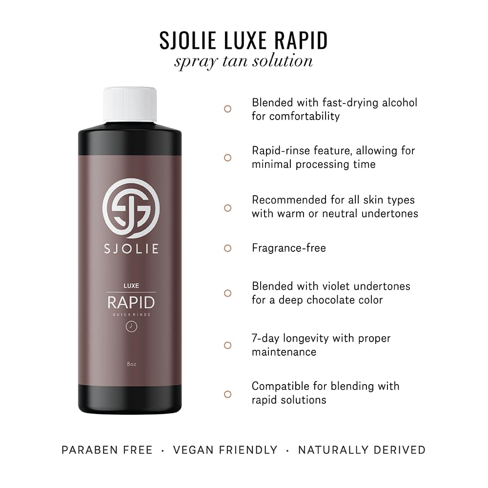 SJOLIE Luxe Violet Rapid Spray Tan Solution - Ultra One Hour Express Tan (8oz)