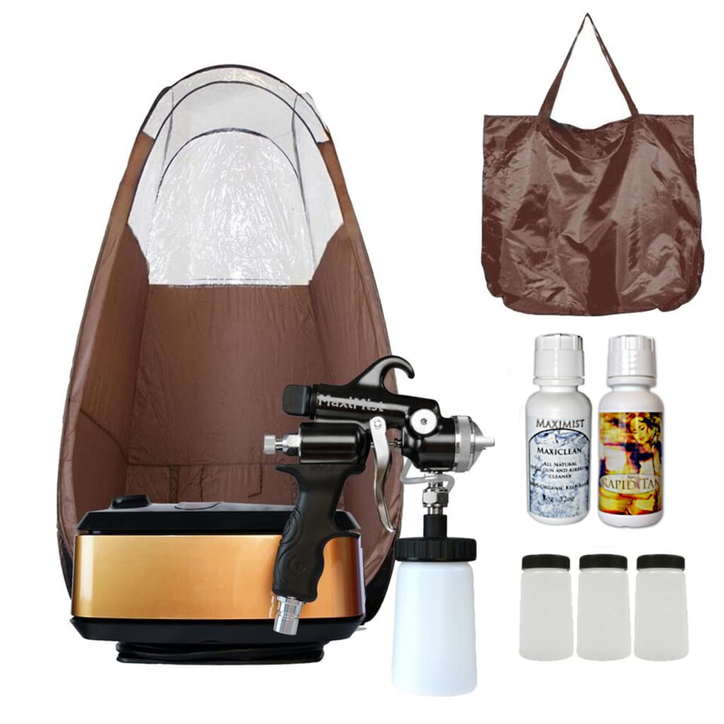 MaxiMist Allure Xena HVLP Spray Tan Tanning System with Pro Gun and Tent (Black & Brown)