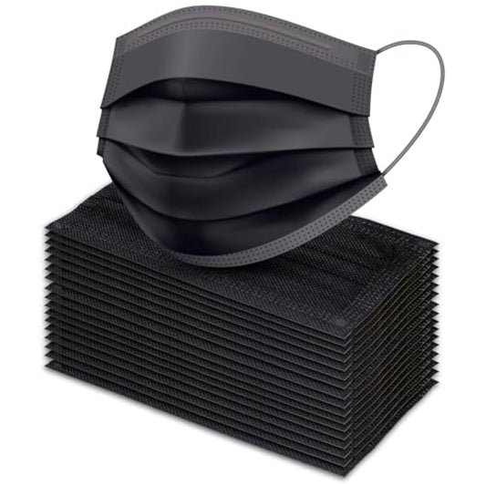 Black Disposable Face Mask, 3-Ply Masks