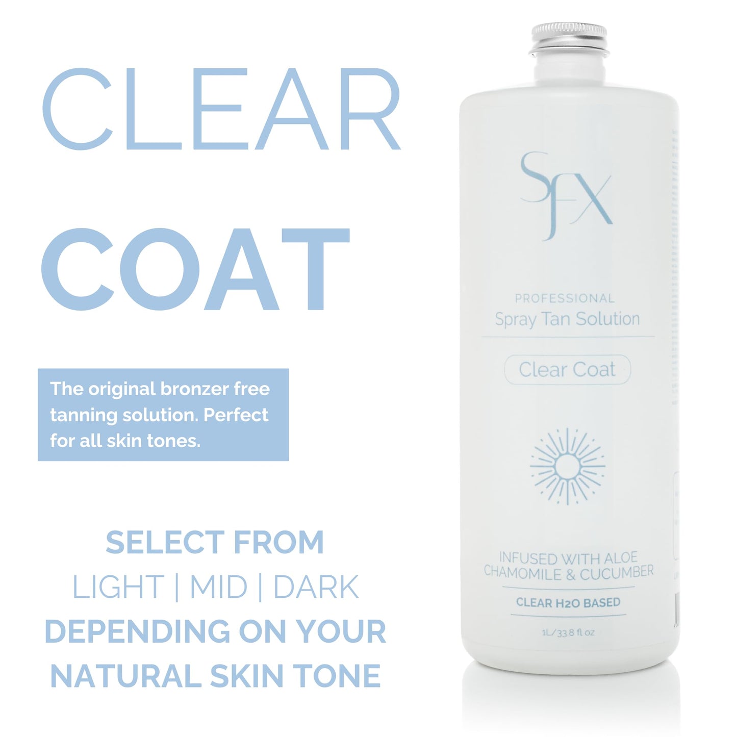 SunFX CLEARCOAT MID SUMMER Spray Tan Solution - 1L / 33.8 fl oz,