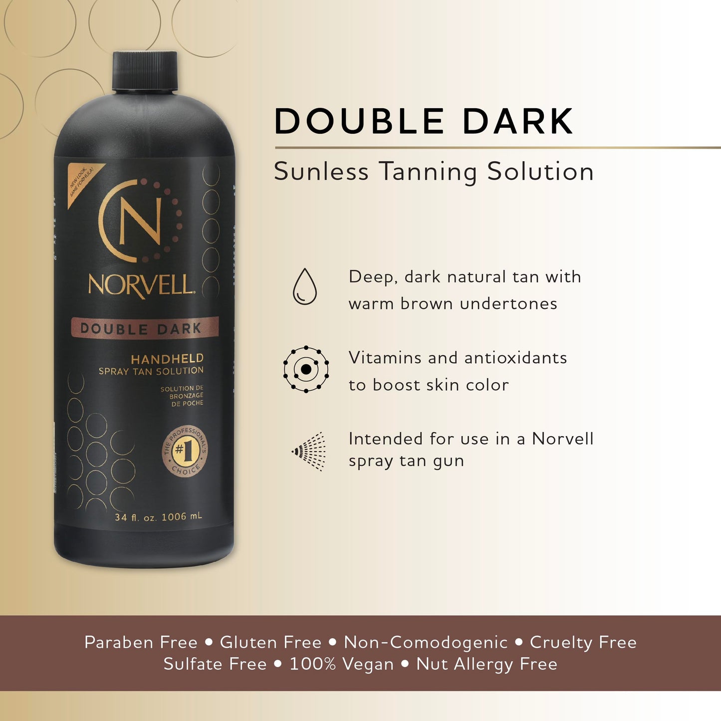 Norvell Double Dark Spray Tan Solution - 1L / 34 fl oz