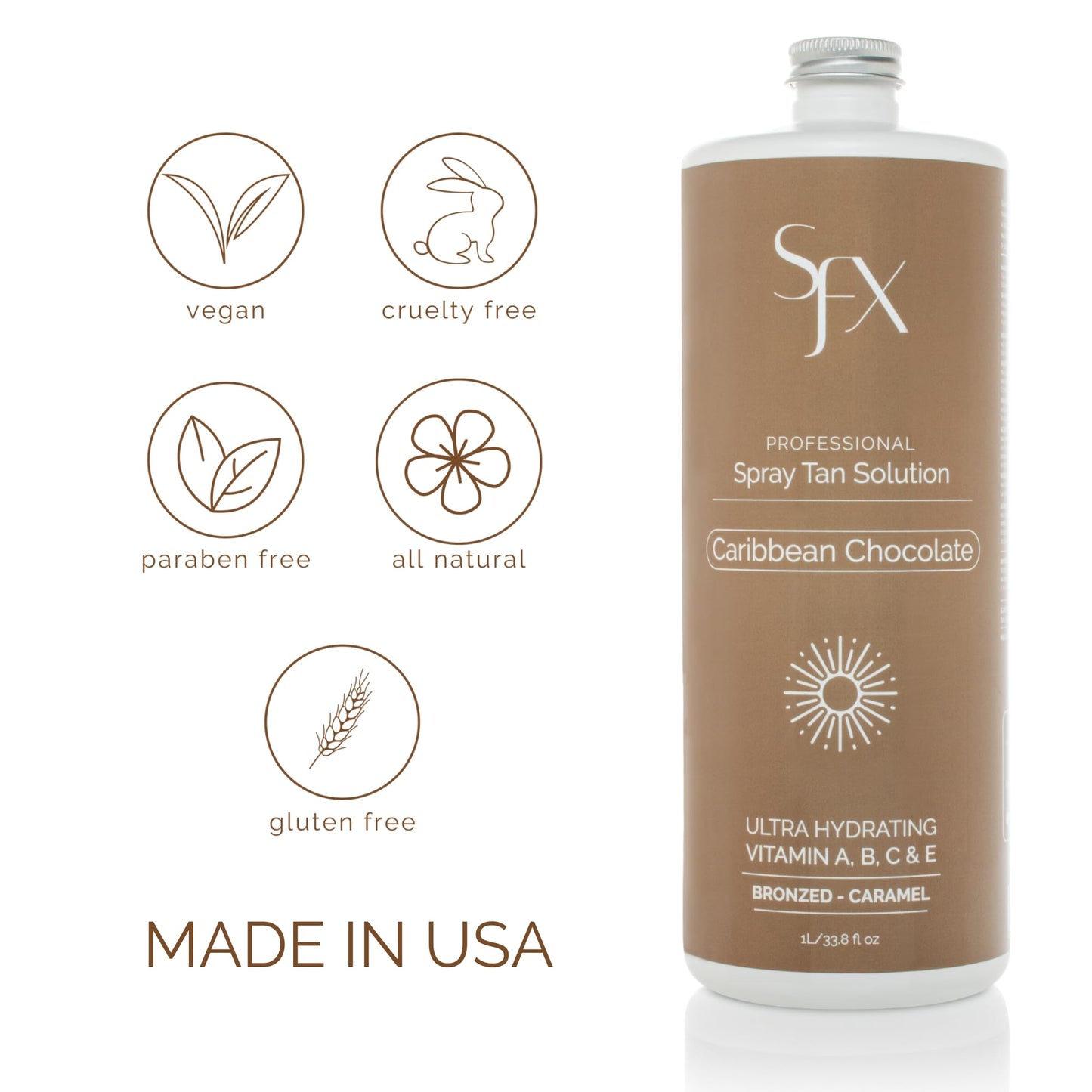 SunFX Caribbean Chocolate DARK SUMMER Spray Tan Solution - 4 Fl Oz / 100ml