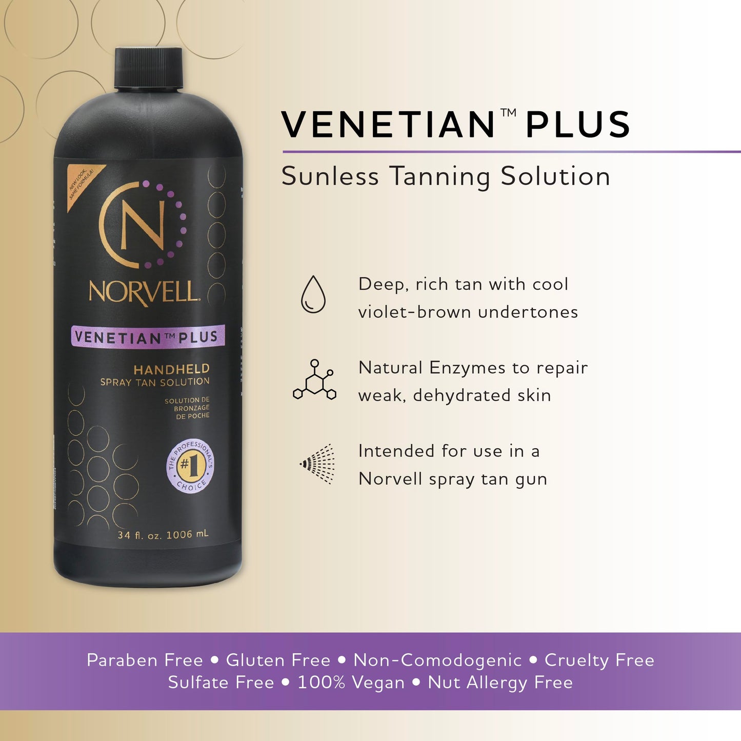 Norvell Venetian Plus Spray Tan Solution - 1 Liter / 34 fl oz