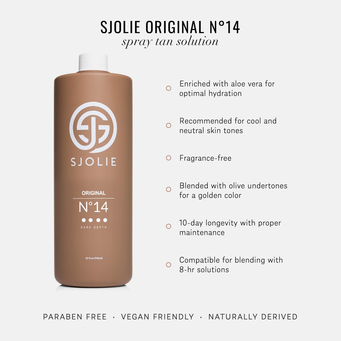 SJOLIE Spray Tan Solution - No. 14 Dark (32oz)