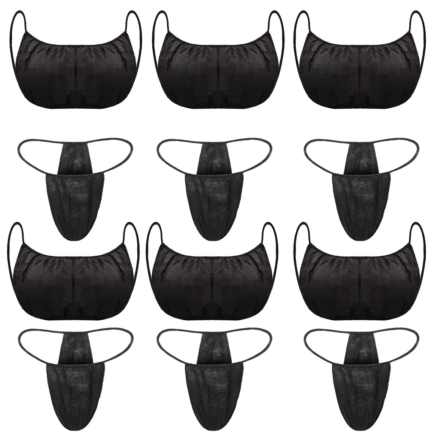 Disposable Bras and Thong Panties G-strings - Black