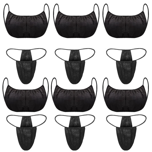 Disposable Bras and Thong Panties G-strings - Black