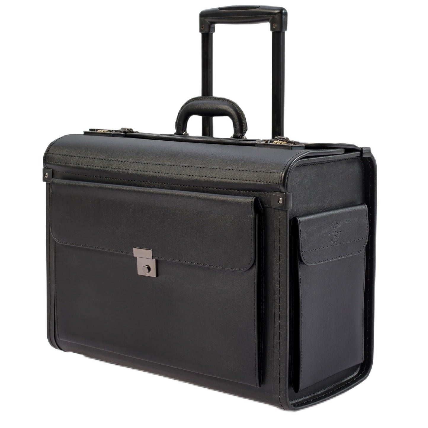 Suitcase with wheels - Black Leatherette