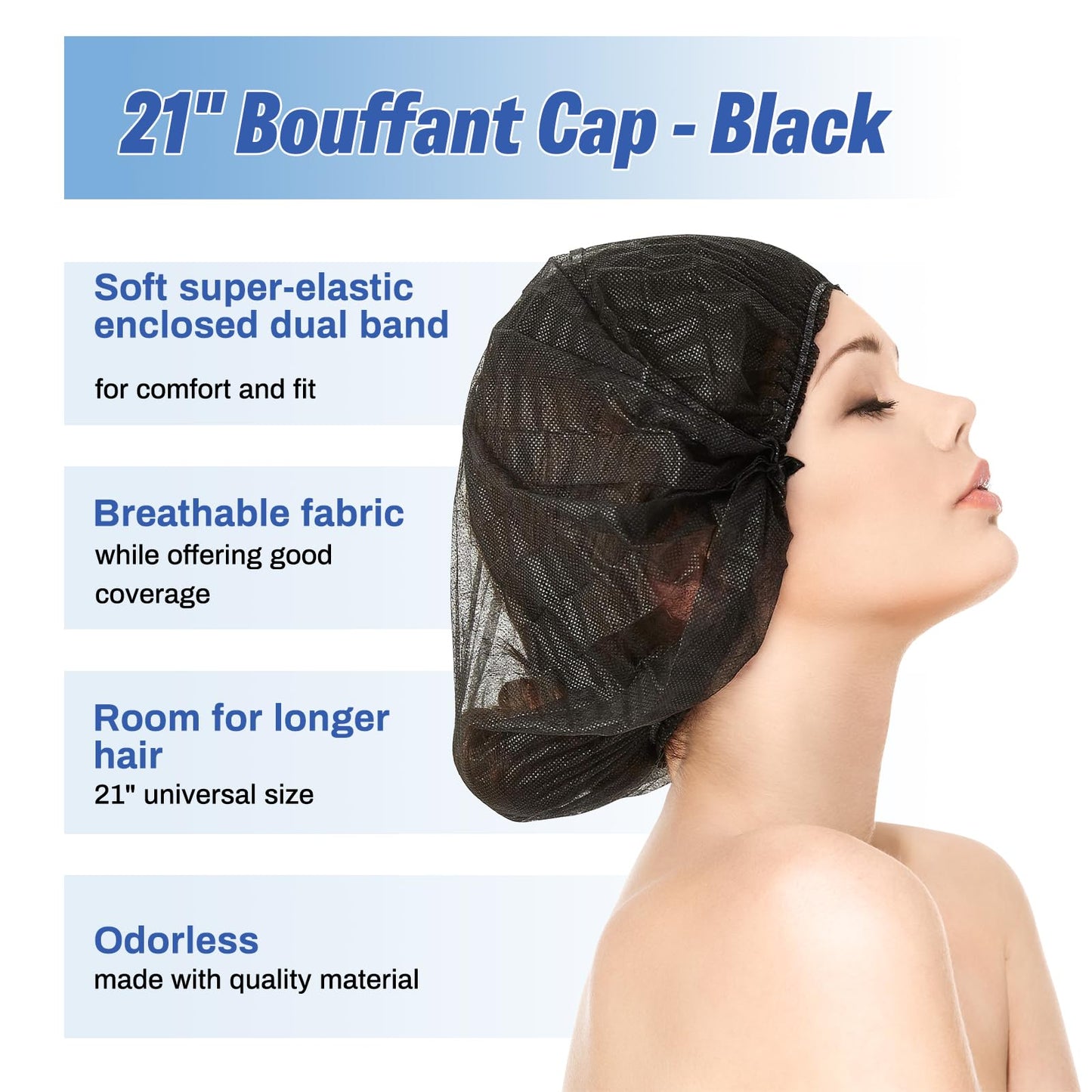 Disposable Black Hair Nets 100 Pcs
