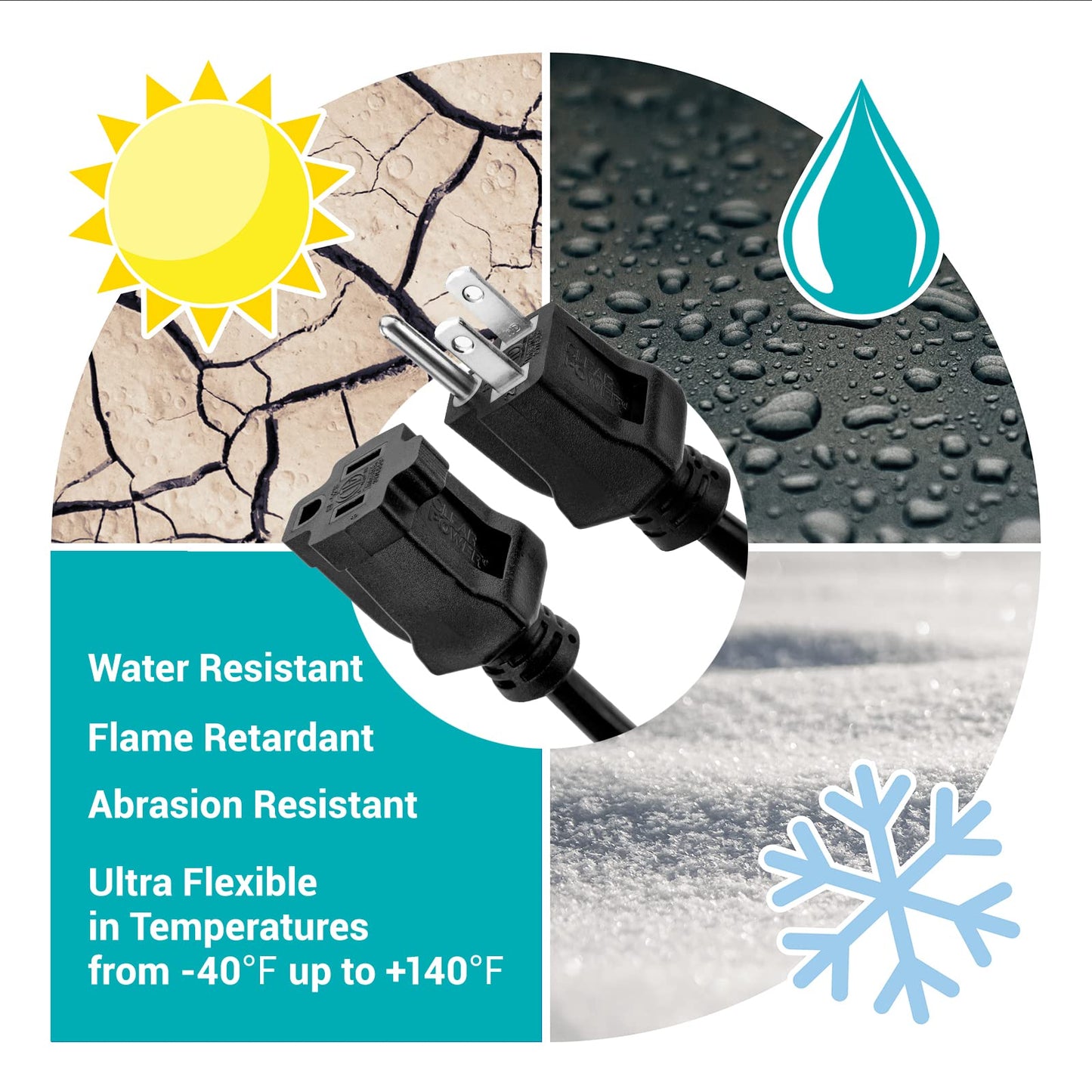 Power 15 ft Indoor/Outdoor Extension Cord