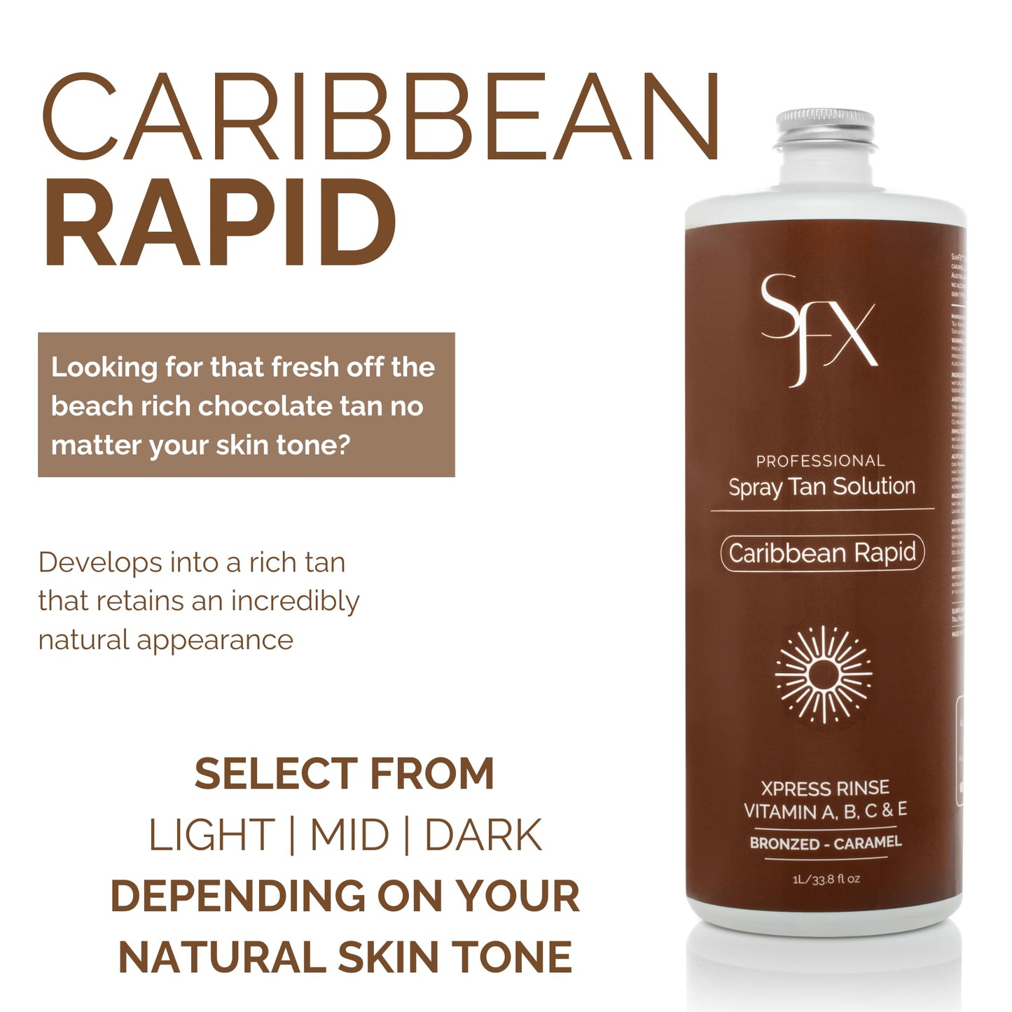 SunFX Caribbean Rapid MID SUMMER Spray Tan Solution - 1L / 33.8 fl oz