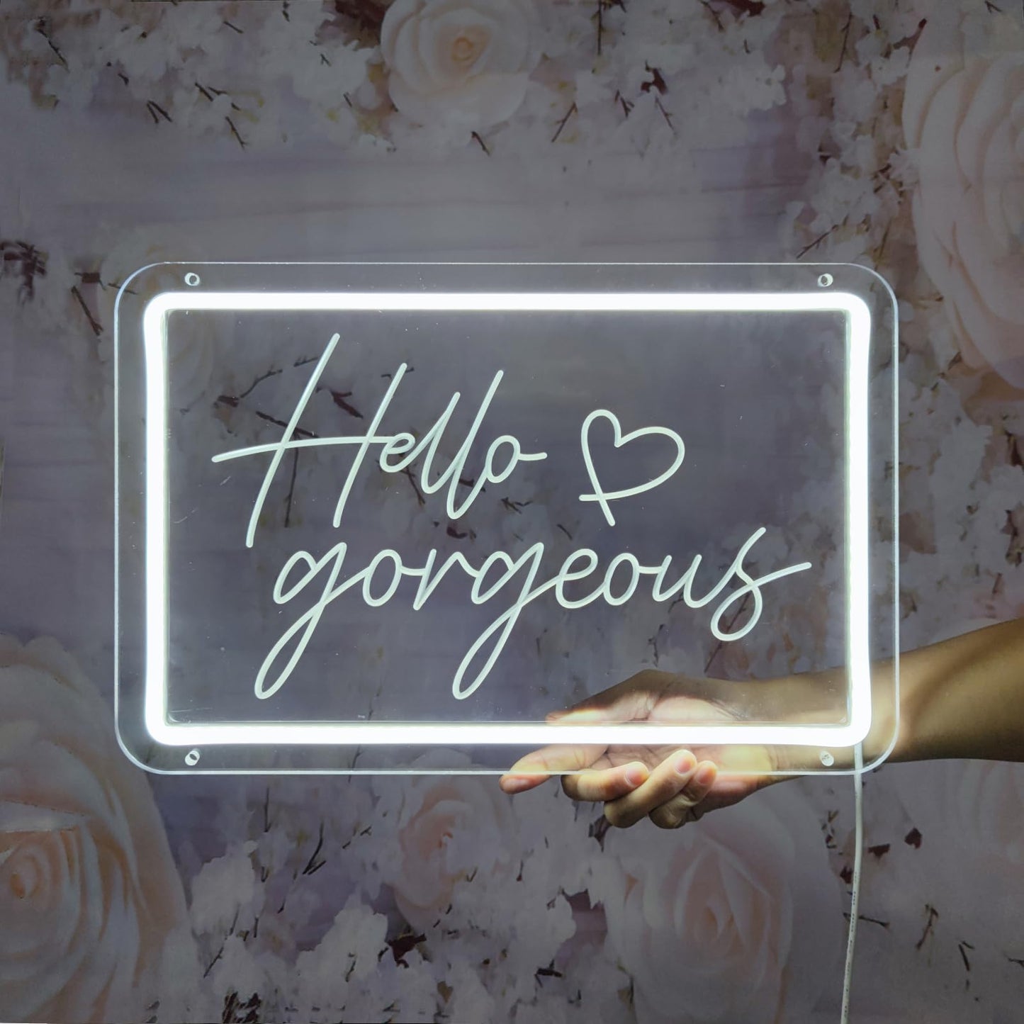 Hello Gorgeous Neon Signs for Wall Decor, 15.4 * 10.4 Inches Neon Led Sign Wedding Decorations, Dimmable Switch Lights Sign for Powder Room, Bedroom, Clothing Store, Beauty Room, INSNEnN