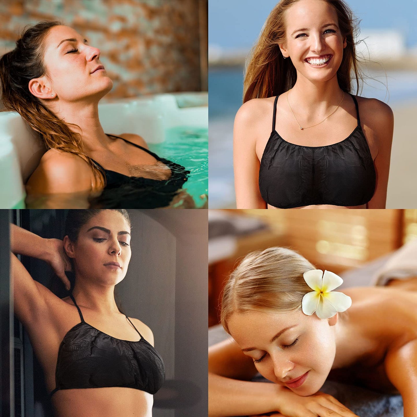 Disposable Bras and Thong Panties G-strings - Black