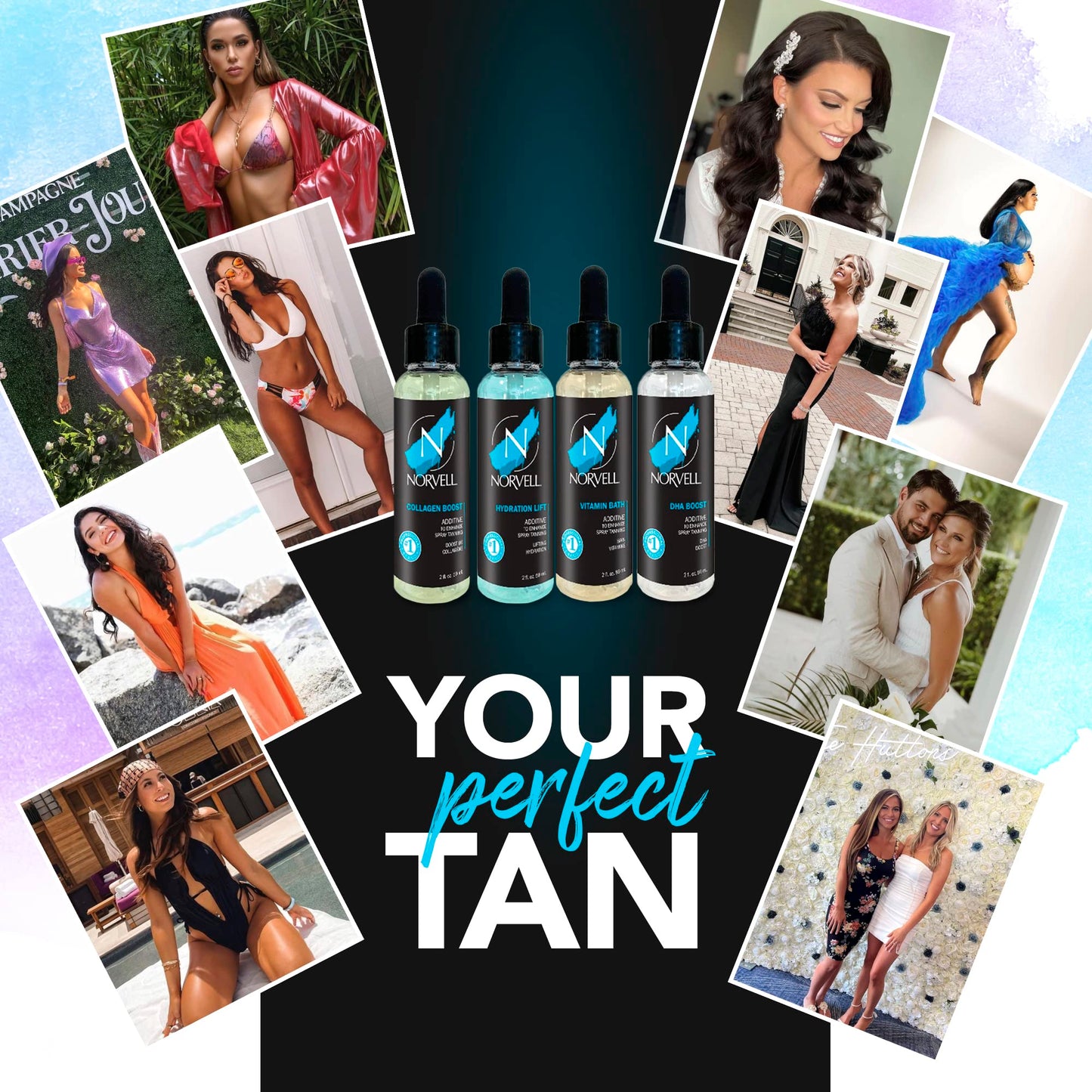 Norvell Pro Lab Kit - Professional Spray Tan Additives Kit, DHA Boost 2 oz., Hydration Lift 2 oz., Collagen Boost 2 oz., & Vitamin Bath 2 oz.