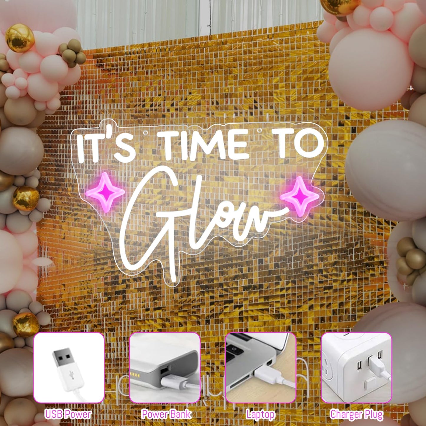 It's Time To Glow Wall Neon Sign