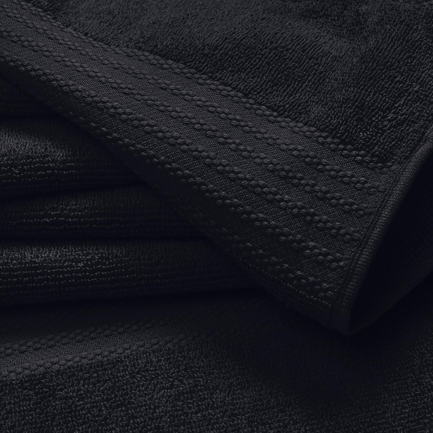 100% Pure Cotton 4 Pack Bath Towel Set - Black