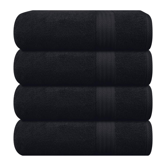 100% Pure Cotton 4 Pack Bath Towel Set - Black