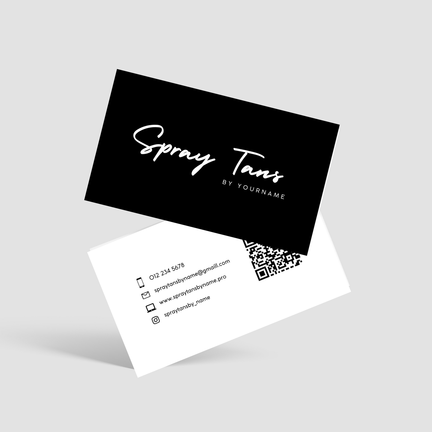 Spray Tanning Business Card - Editable Canva Template - Black