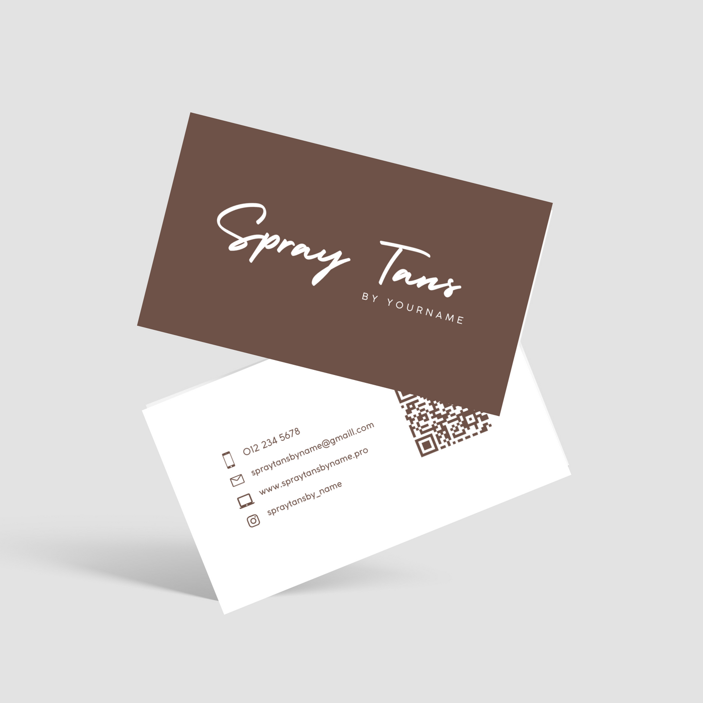 Spray Tanning Business Card - Editable Canva Template - Brown