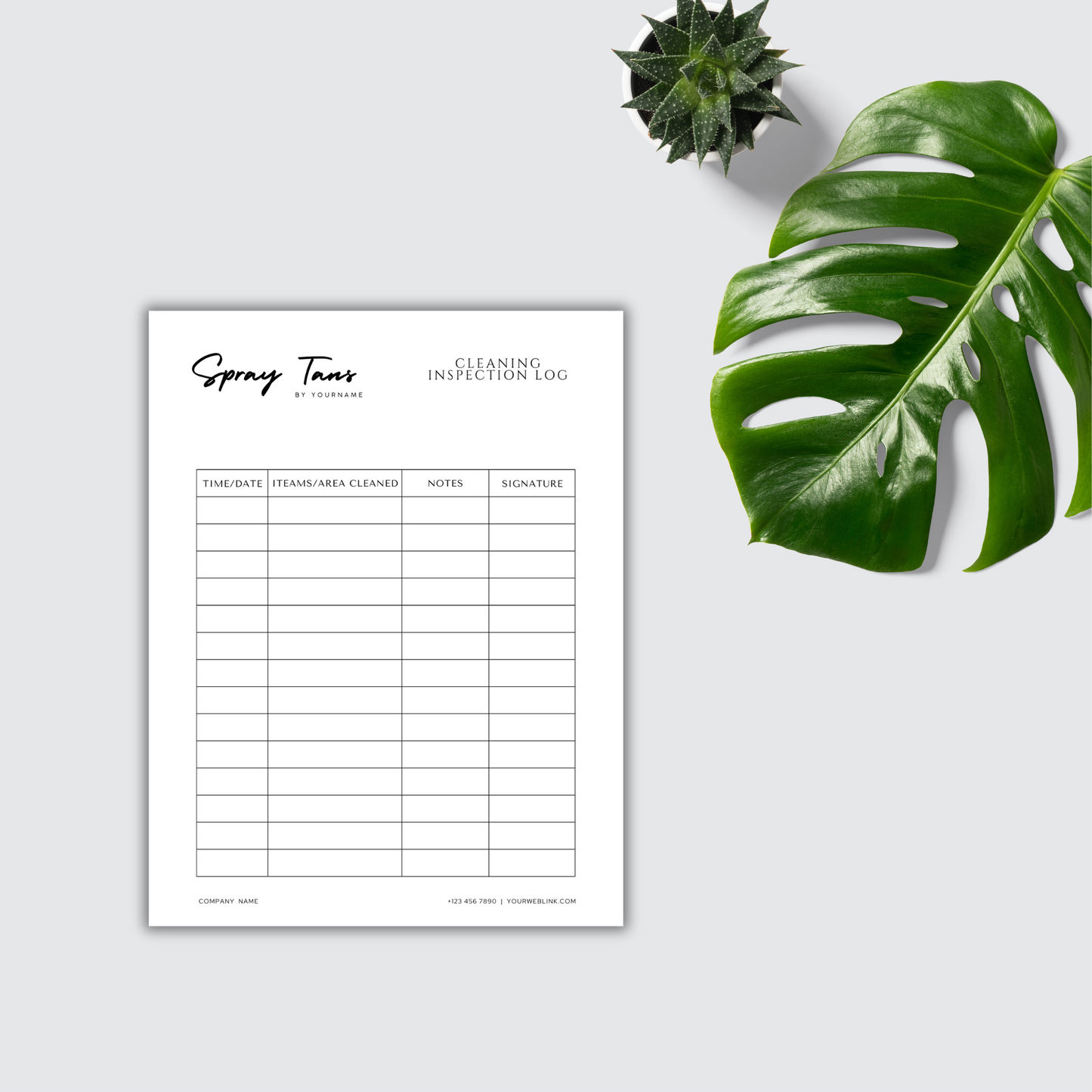 Cleaning Inspection Log Form - Editable Canva Template