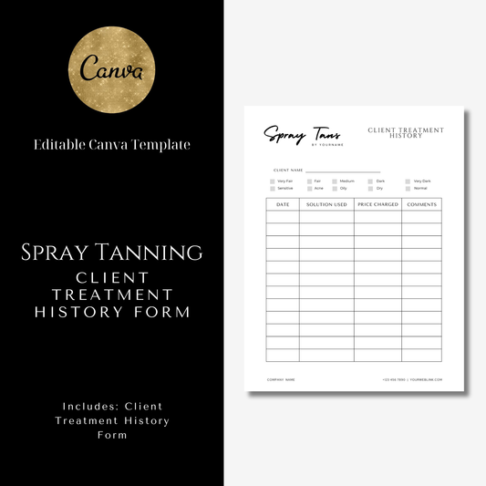 Client Treatment History Form - Editable Canva Template