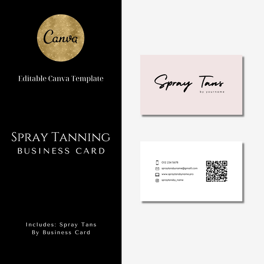 Spray Tanning Business Card - Editable Canva Template - Pink