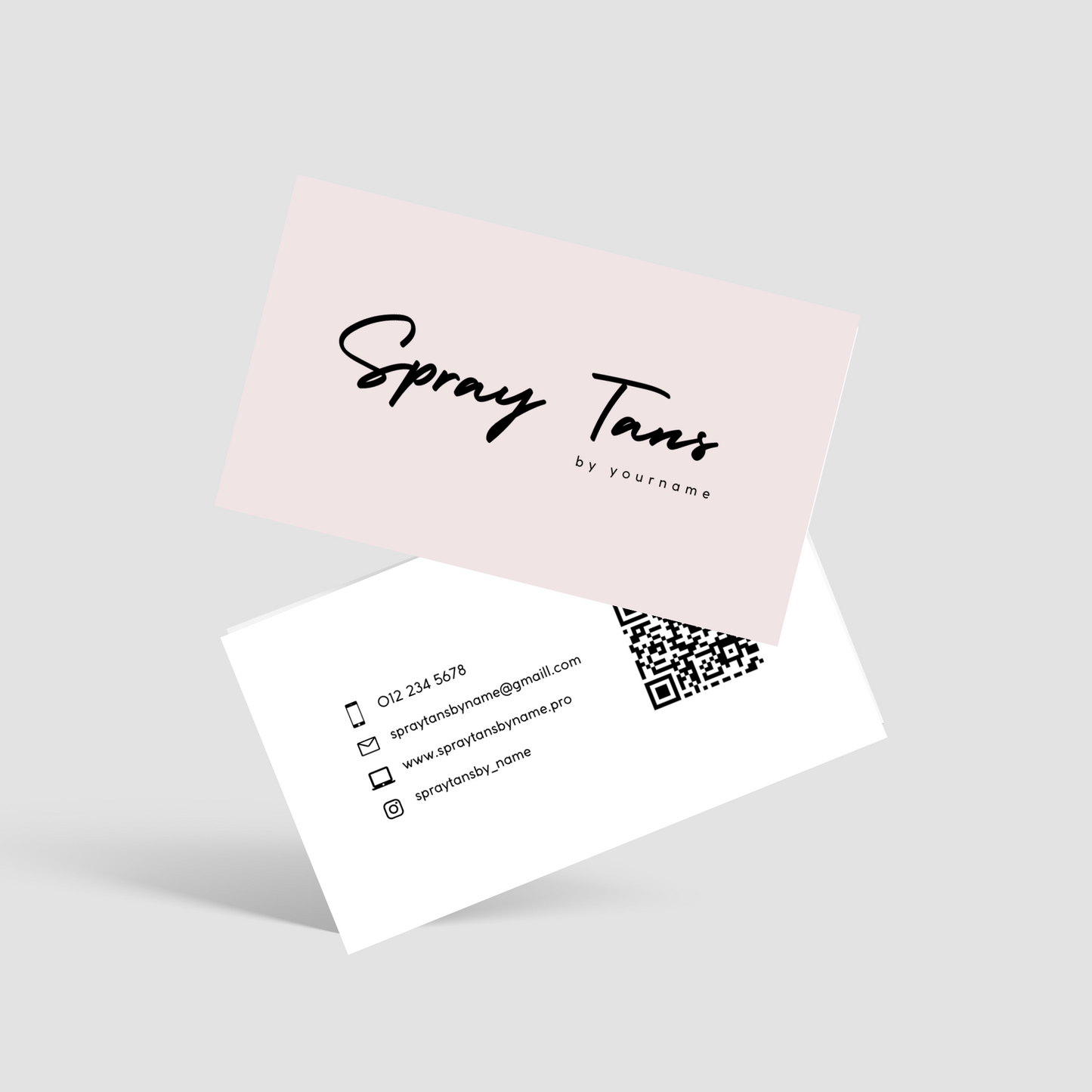 Spray Tanning Business Card - Editable Canva Template - Pink