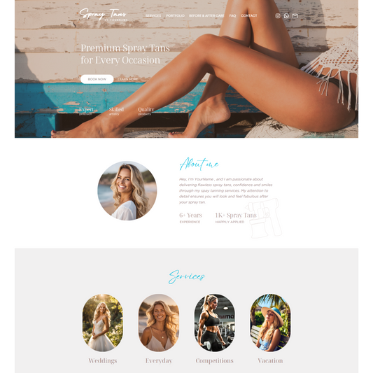 Spray Tan Business Editable Canva Website Template - Luxe
