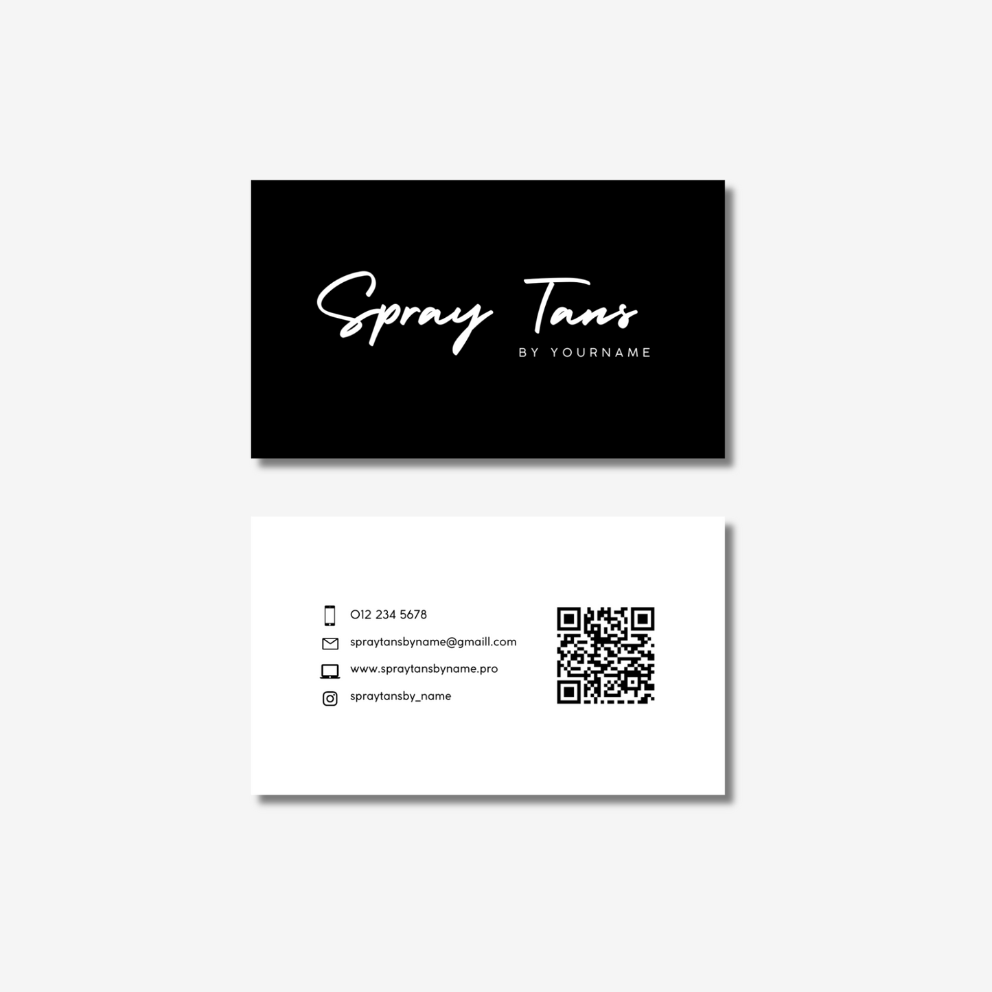 Spray Tanning Business Card - Editable Canva Template - Black