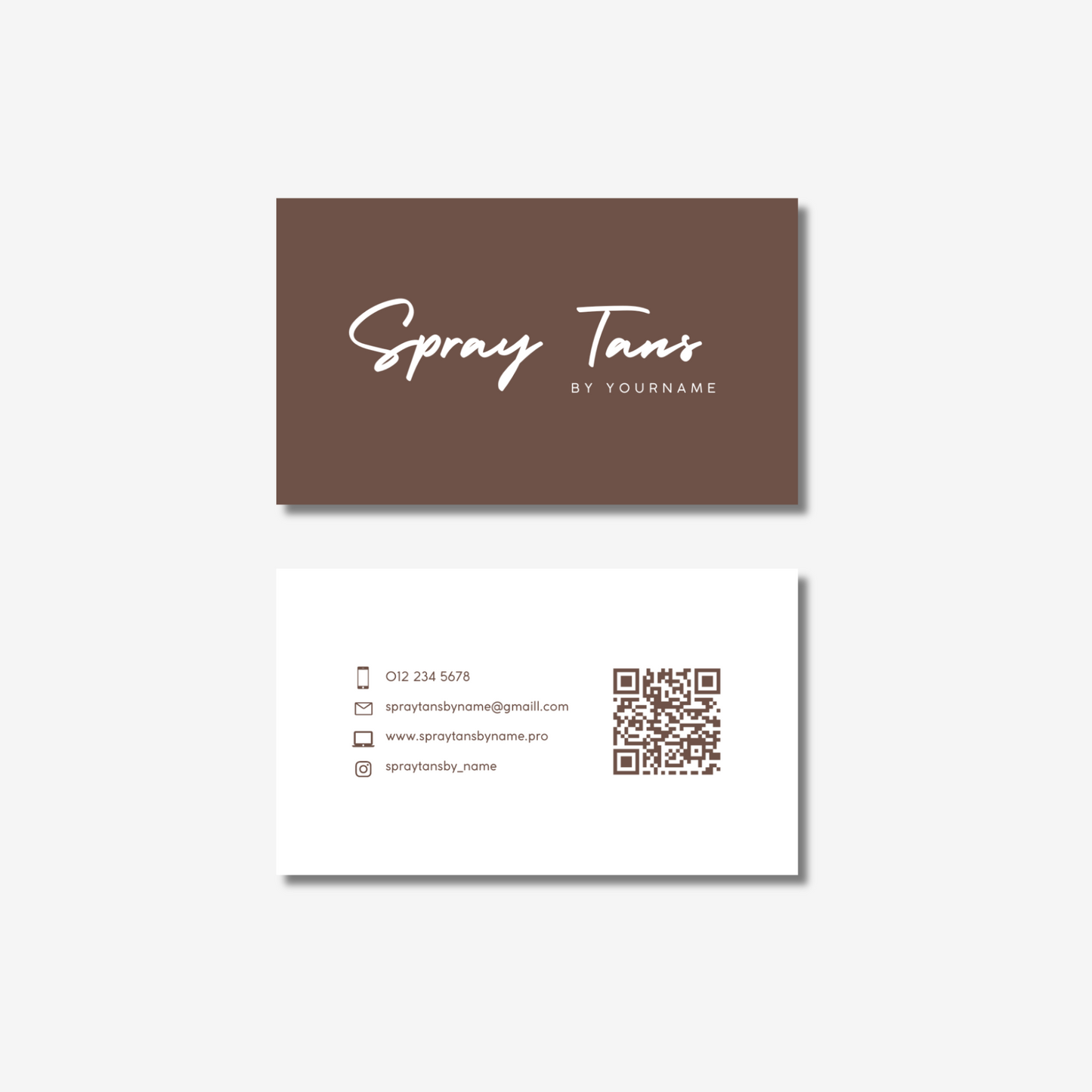 Spray Tanning Business Card - Editable Canva Template - Brown
