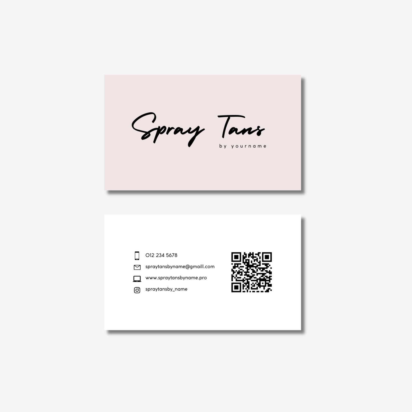 Spray Tanning Business Card - Editable Canva Template - Pink