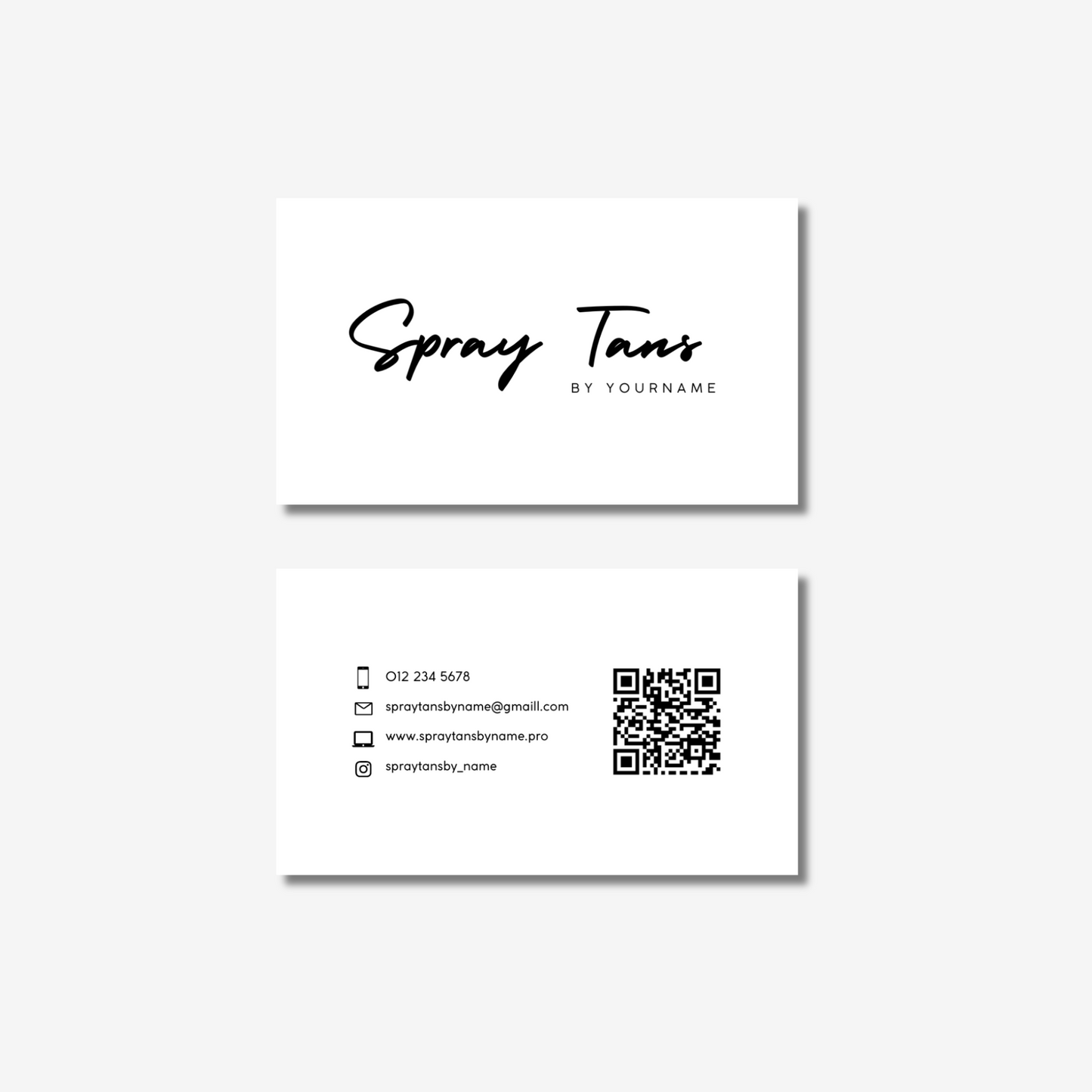 Spray Tanning Business Card - Editable Canva Template - White
