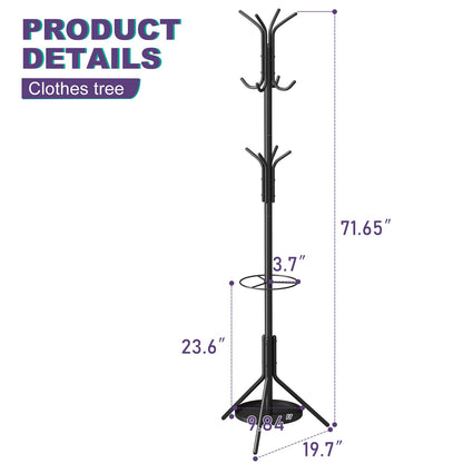 Freestanding Coat Rack Stand - Black