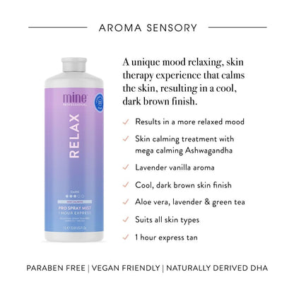 MineTan Aromatherapy Spray Tan Solution | Relax 33.8 Fl Oz