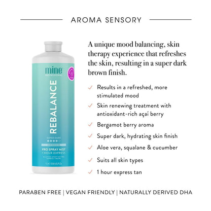 MineTan Aromatherapy Spray Tan Solution | Rebalance 33.8 Fl Oz