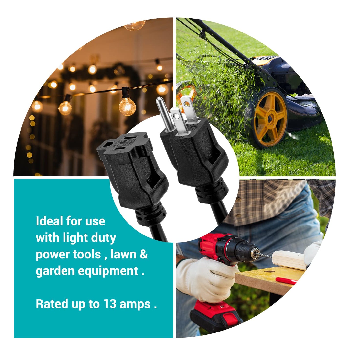 Power 15 ft Indoor/Outdoor Extension Cord