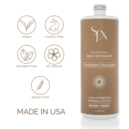 SunFX Caribbean Chocolate LIGHT SUMMER Spray Tan Solution - 4 Fl Oz / 100ml