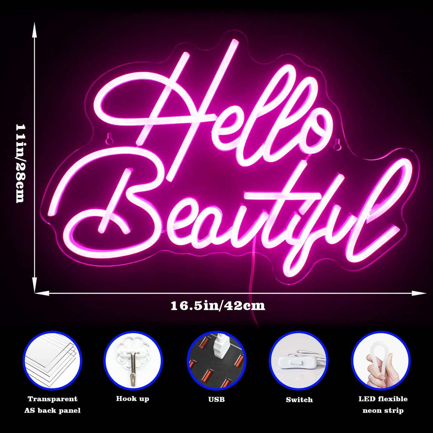 Hello Beautiful Neon Wall Sign