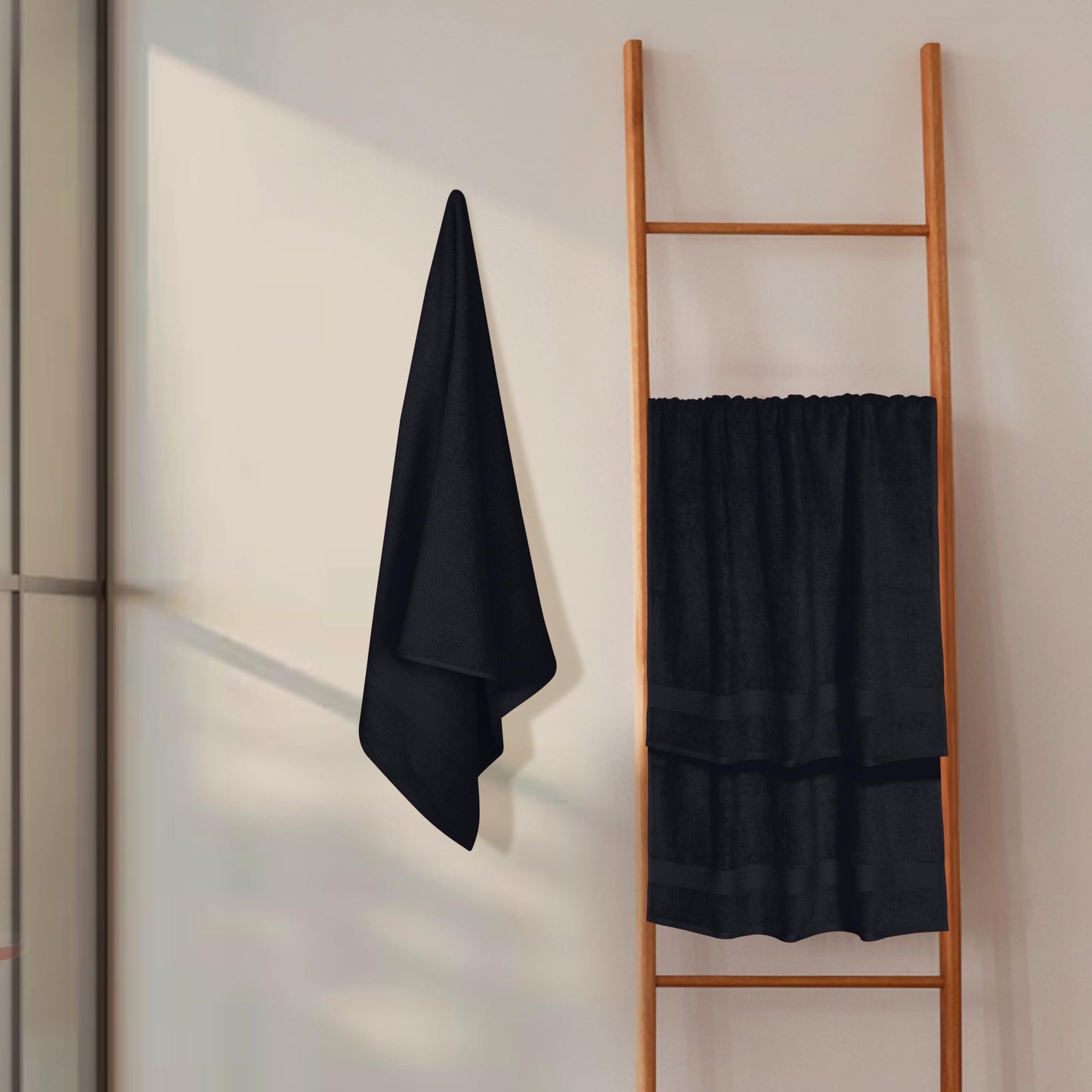 100% Pure Cotton 4 Pack Bath Towel Set - Black