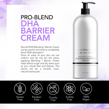 Norvell Pro Blending DHA Barrier Cream For Spray Tanning, 32 Fl. Oz.