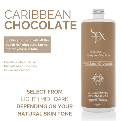 SunFX Caribbean Chocolate LIGHT SUMMER Spray Tan Solution - 4 Fl Oz / 100ml