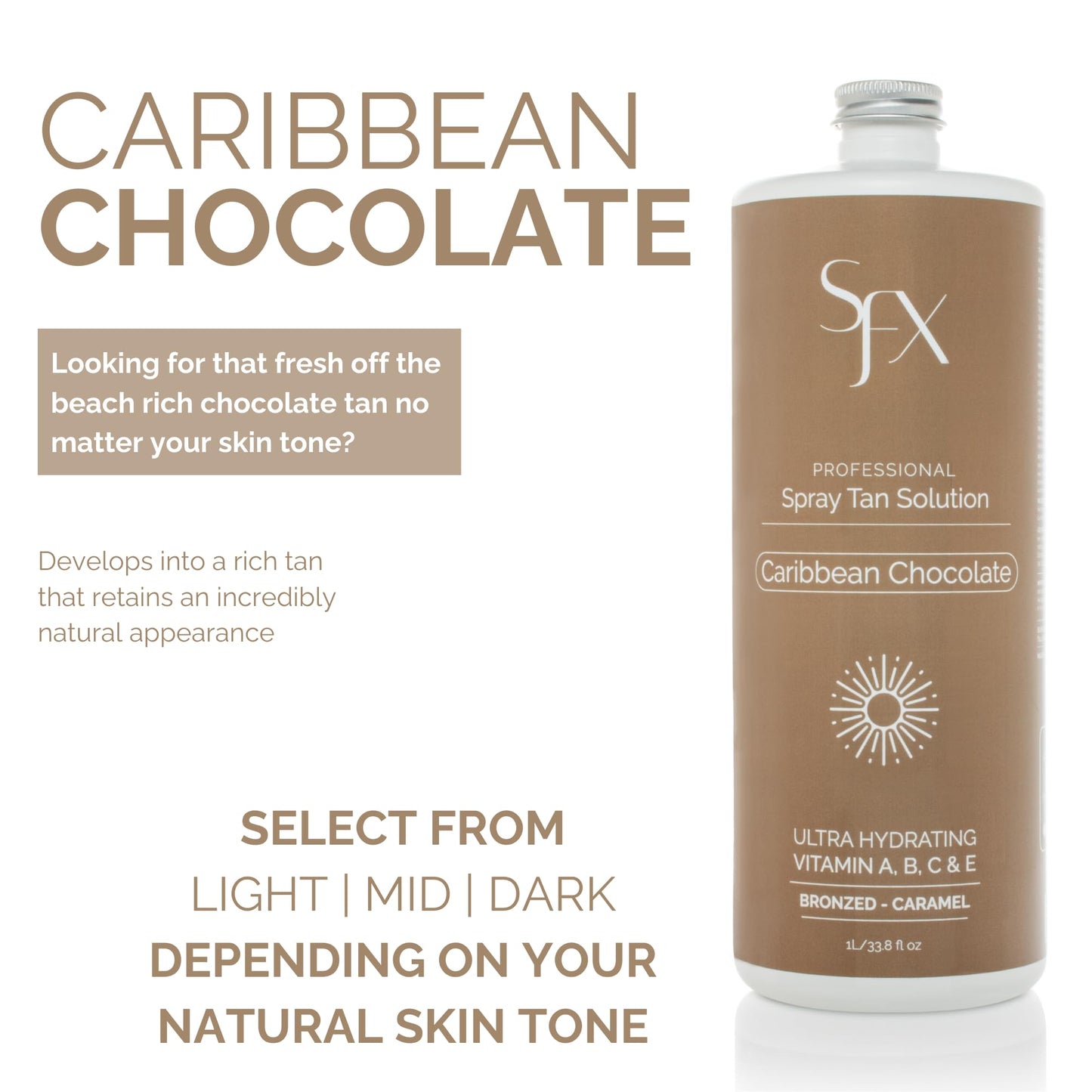 SunFX Caribbean Chocolate LIGHT SUMMER Spray Tan Solution - 1L / 33.8 fl oz