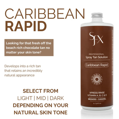 SunFX Caribbean Rapid DARK SUMMER Spray Tan Solution -1L / 33.8 fl oz