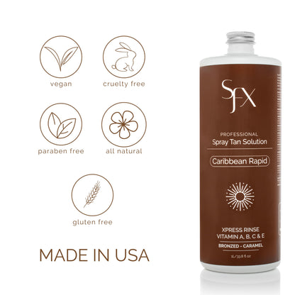 SunFX Caribbean Rapid MID SUMMER Spray Tan Solution - 1L / 33.8 fl oz