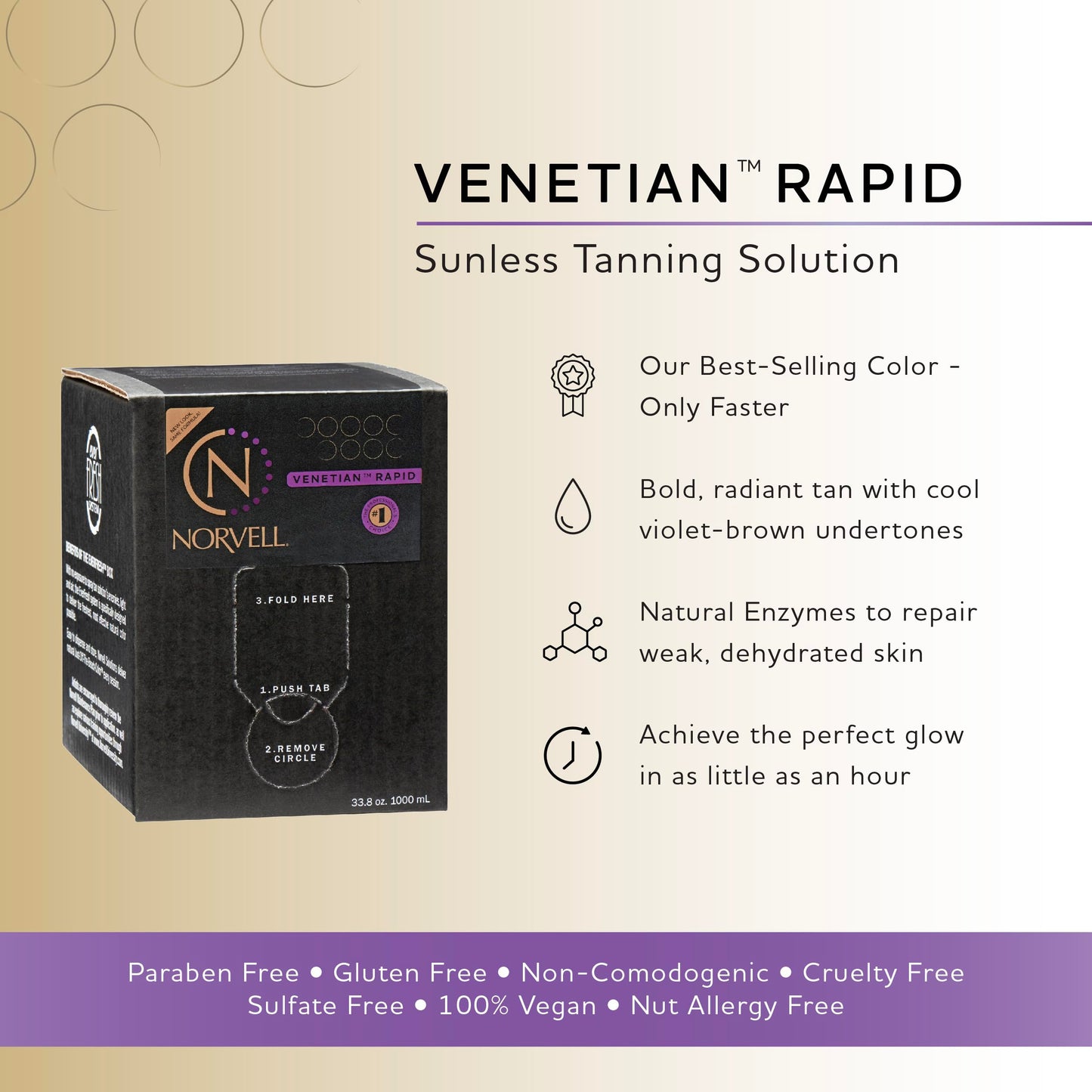 Norvell Venetian One (Rapid) Spray Tan Solution - 1 Liter / 34 fl oz