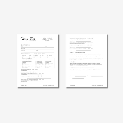 Client Consultation, Waiver & Media Release Form - Editable Canva Template