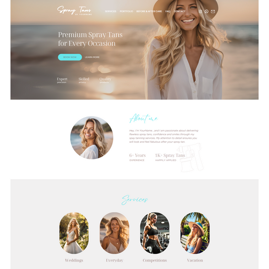 Spray Tan Business Editable Canva Website Template - Classic
