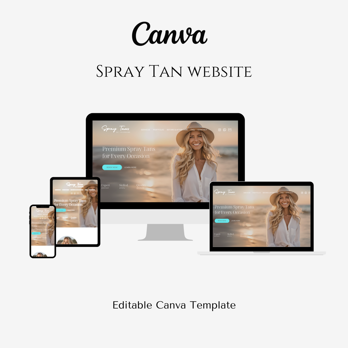 Spray Tan Business Editable Canva Website Template - Classic