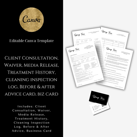 7 Spray Tan Business Operating Resources - Editable Canva Templates